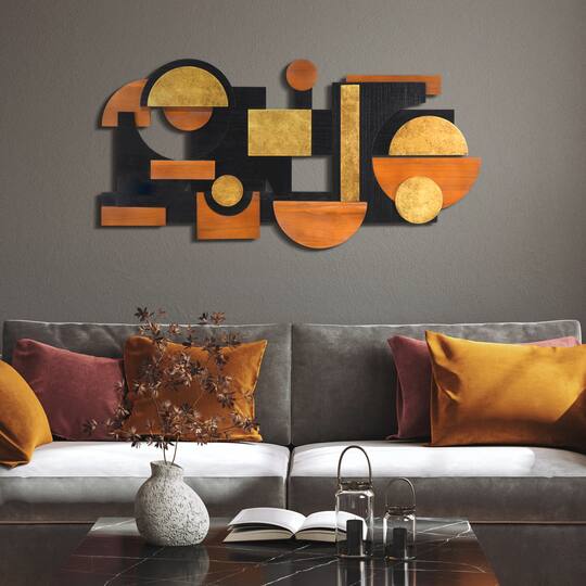 Empire Art Direct 48" x 24" Amber Embraces I Hand Made Dimensional Abstracts Wall Art